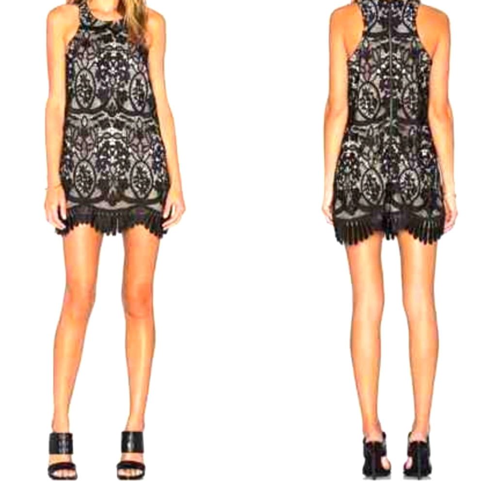 NEW Lovers + Friends Caspian Black Lace Mini Dress